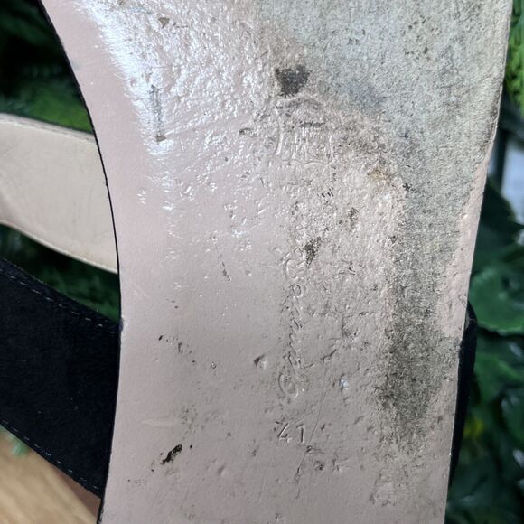 GIANVITO ROSSI Flats Women 41EU/10US Black Made In Italy Suede Sandals 2270 - Picture 11 of 11